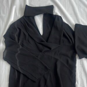 Zara Black High Collar Blouse